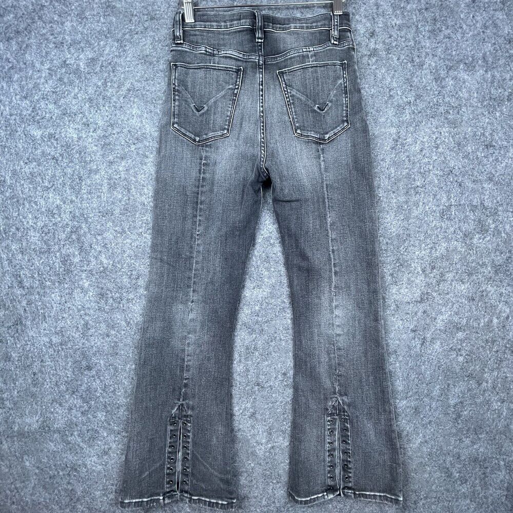 Hudson Jeans Womens 27 Grey Black Holly Flare Slit Ankle Rocker‎ High Waist